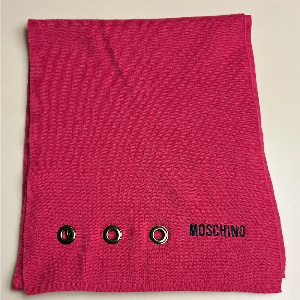 Authentic Moschino Fuchsia Scarf with Grommet Accents
